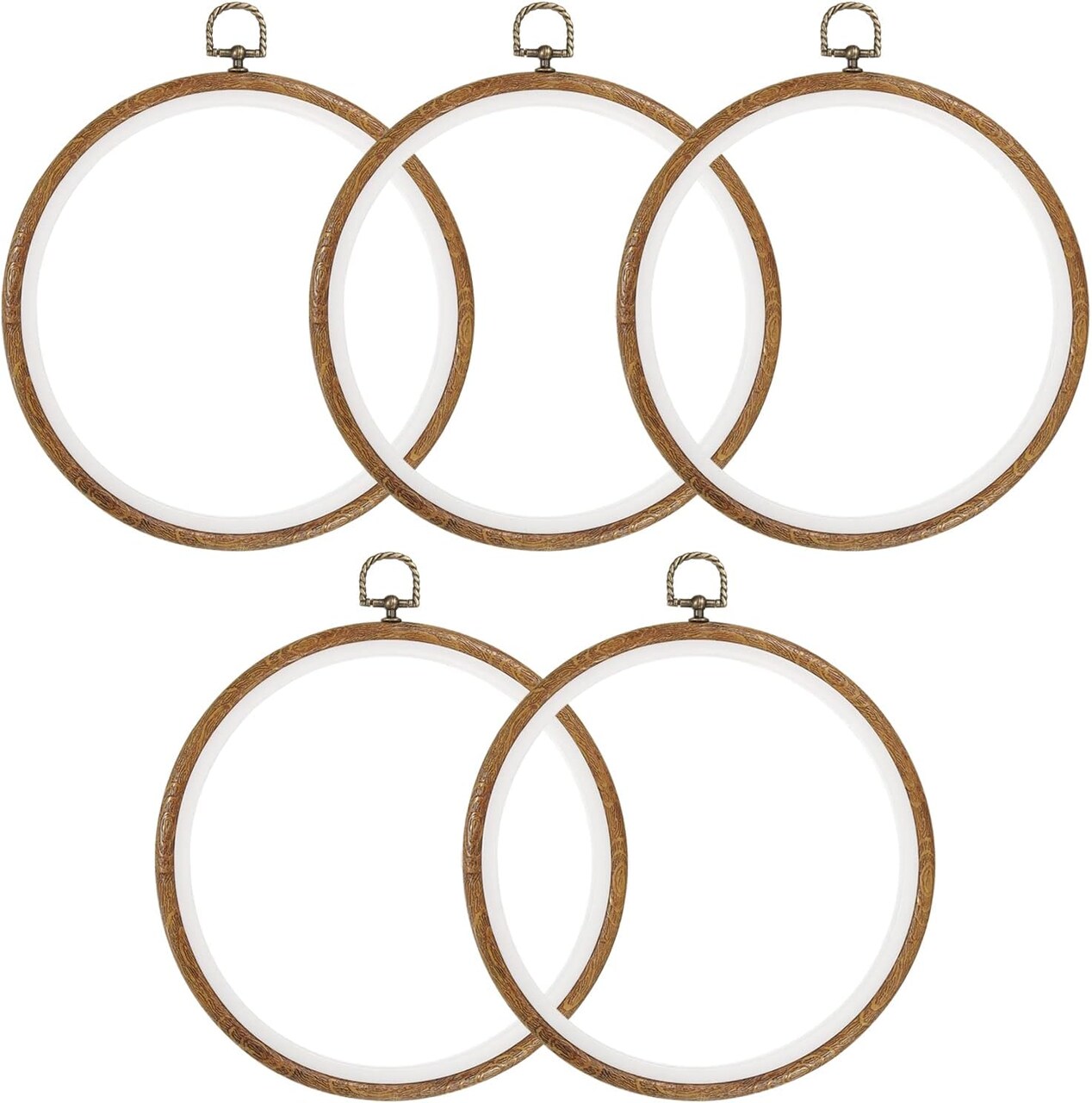 5 Pieces 8 Inch Embroidery Hoops Frame Round Imitated Wood Circle